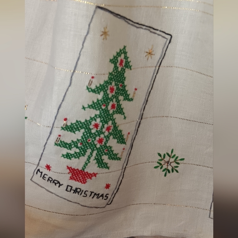 Vintage Holiday Cross Stitch Apron - Picture 3 of 6